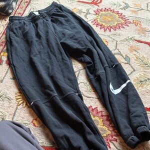Nike Kids Black Sweatpants with White Logo